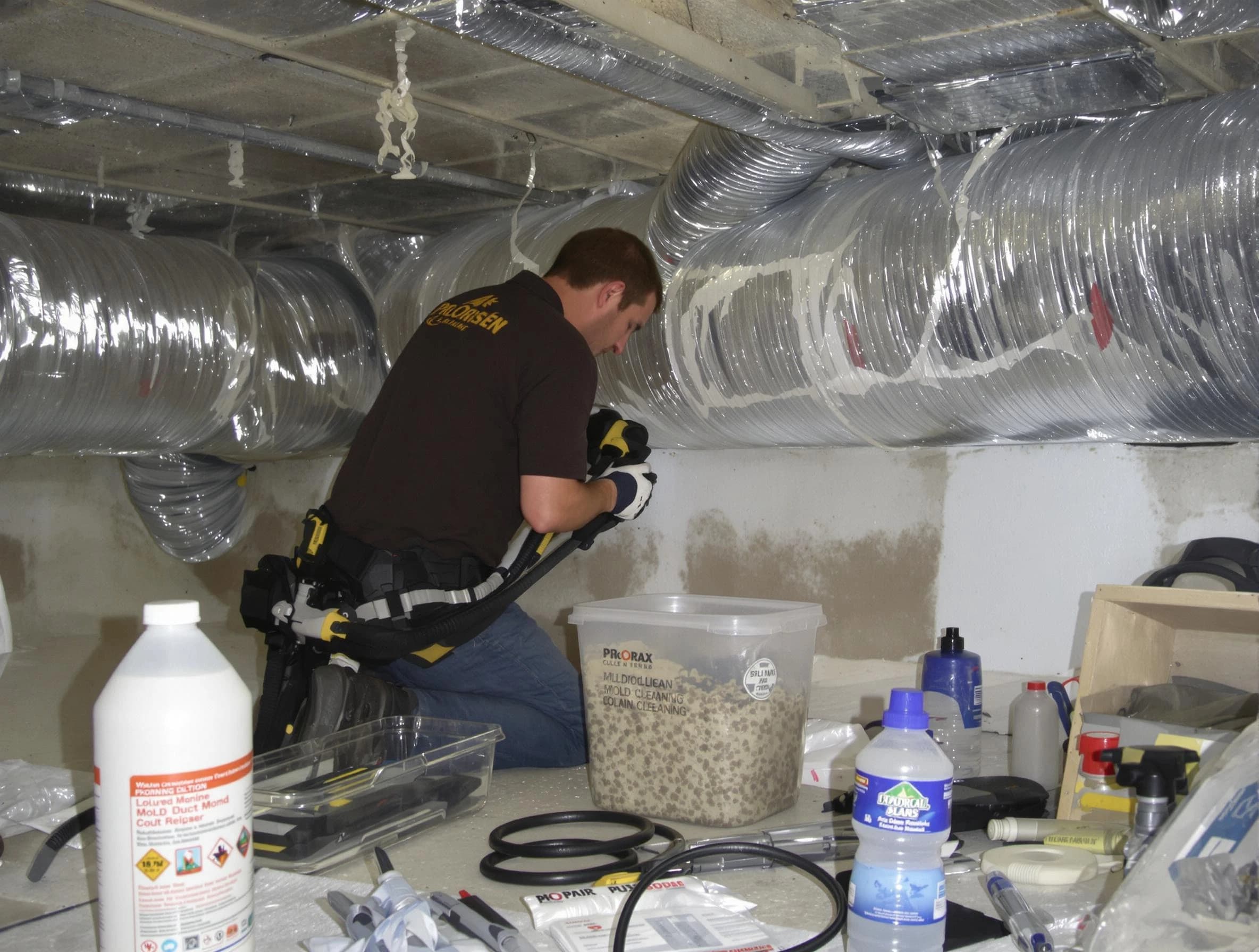 Elk Ridge Air Duct Cleaning specialist performing professional mold removal from air ducts in Elk Ridge