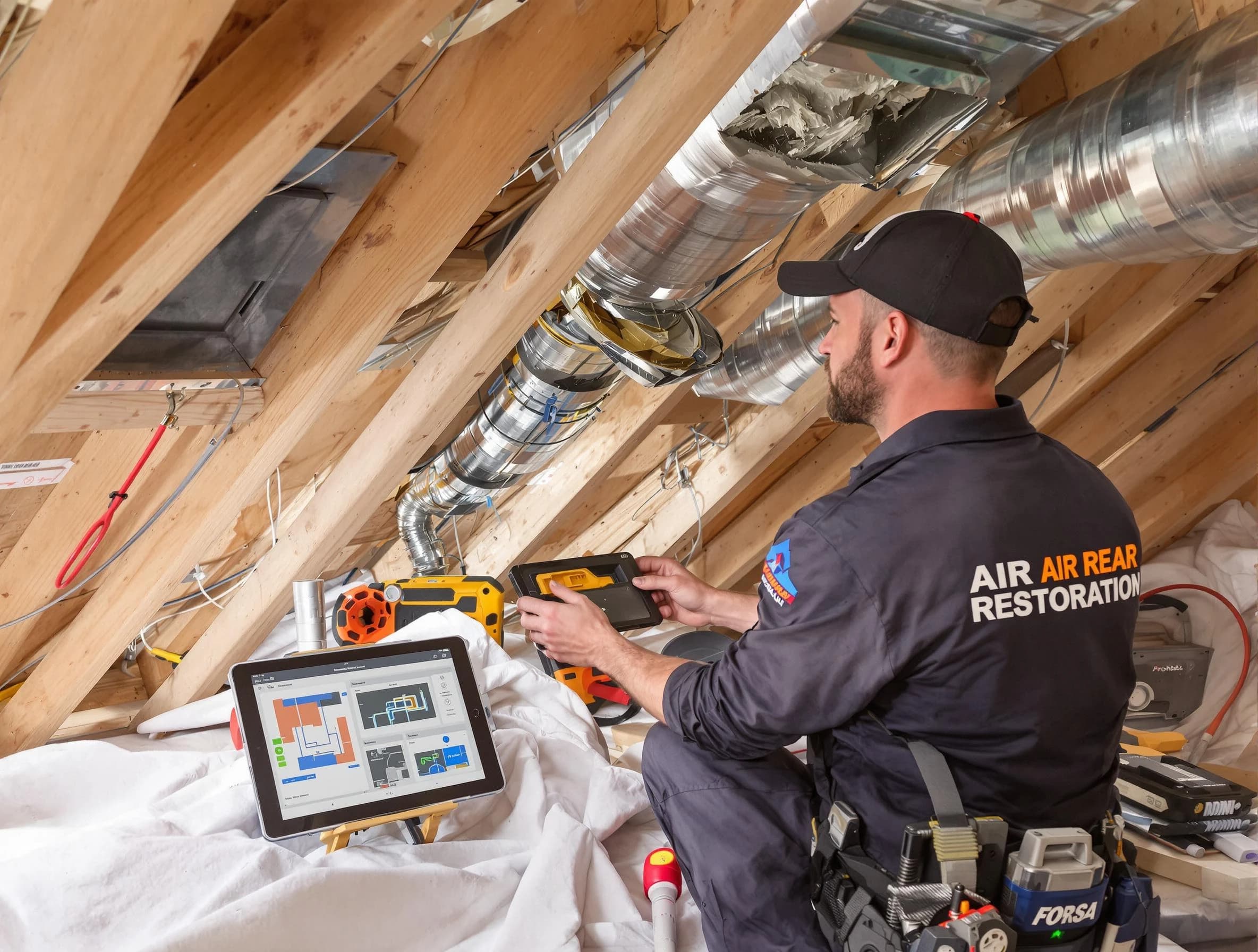 Elk Ridge Air Duct Cleaning technician performing precise duct repair work in Elk Ridge